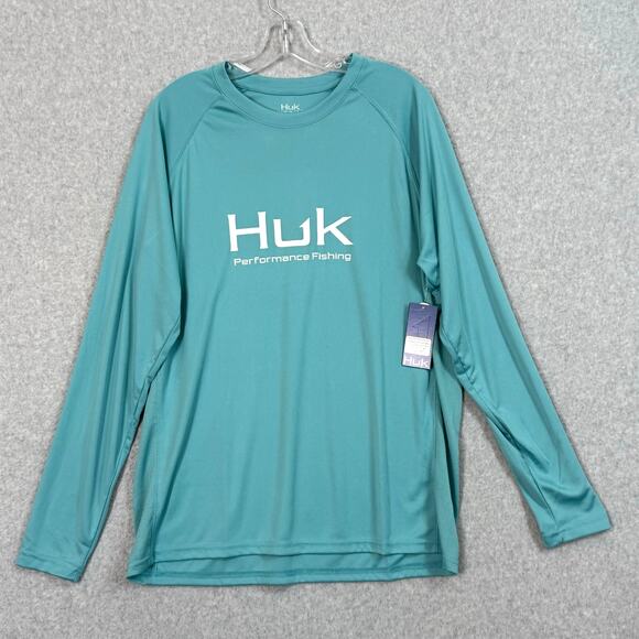 HUK Pursuit Performance Shirt Size L Crew Neck Pullover Sun Protection Fishing - Picture 2 of 16